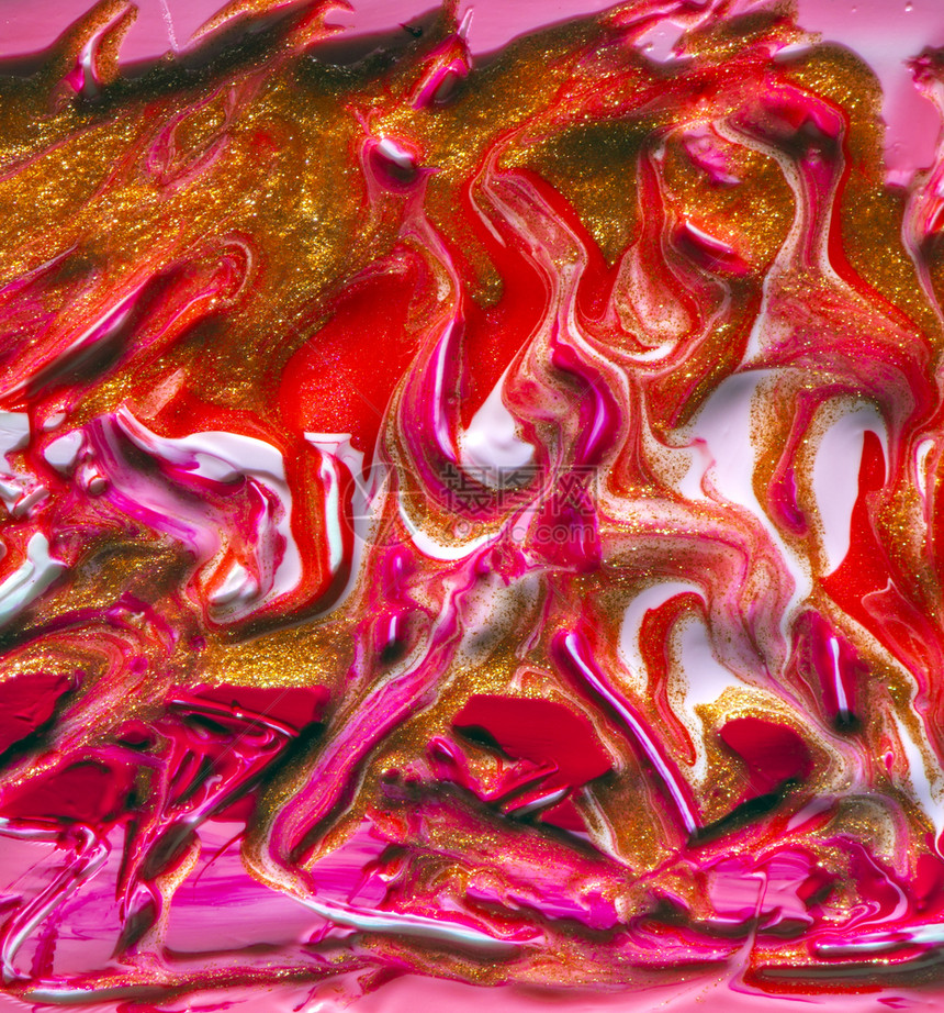 混乱大理石花纹红色和粉理的动态色和粉纹理简要彩背景液体中多彩背景创造有抽象的油漆波手制表面水液态大理石涂料有质感的图片