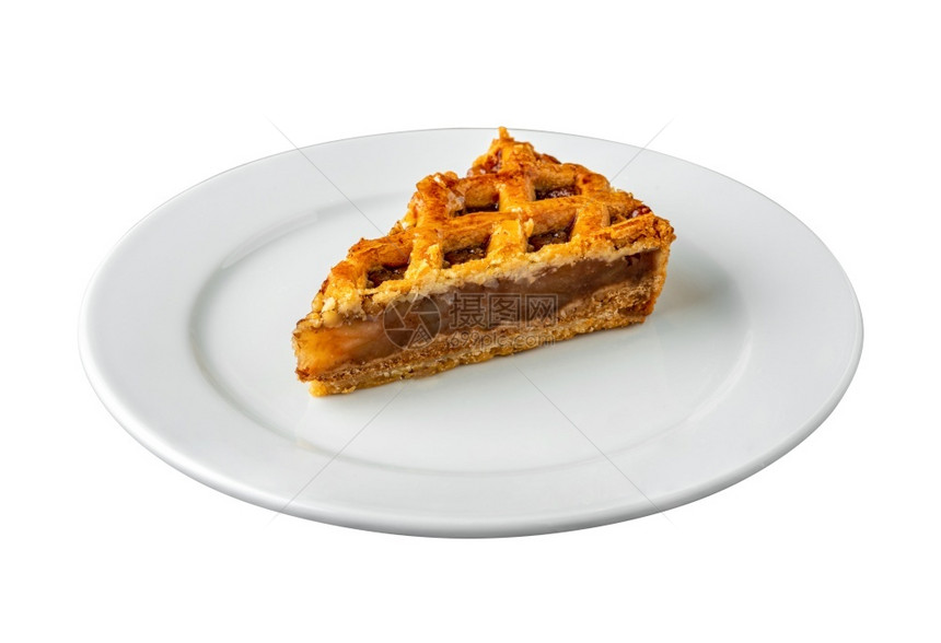 糕点小吃自制美味的苹果馅饼在白瓷盘上色背景图片