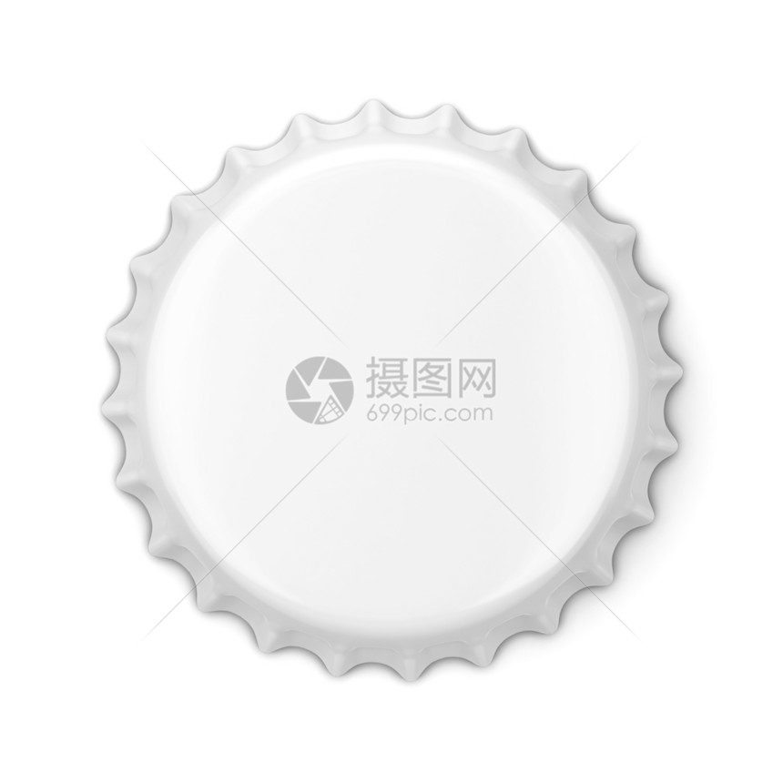 白色背景上孤立的空白瓶盖3d插图标签金属软木图片
