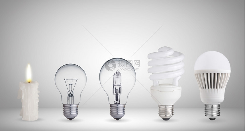 创新蜡烛钨灯泡荧光卤素和LED灯泡照明点亮图片