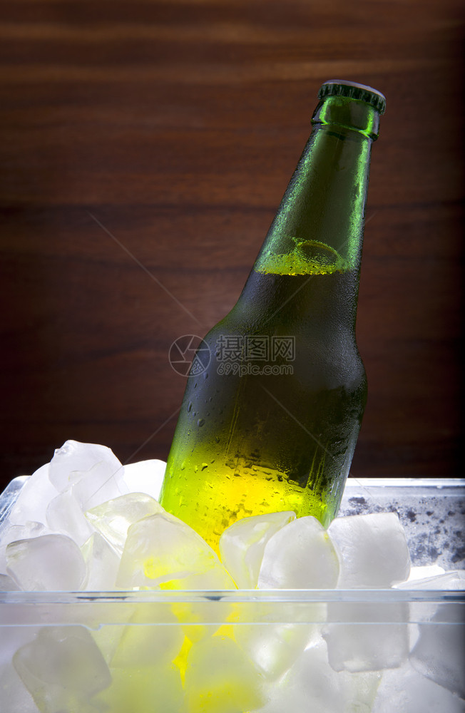 晚餐冰冷冻柜中的啤酒饮料主题冰柜中的啤酒图片