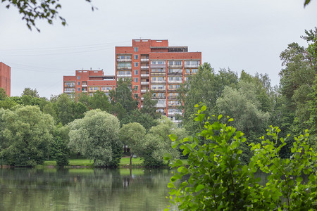 城市拉脱维亚里加市公寓房和自然里加街区Juny2901夏天邻里图片