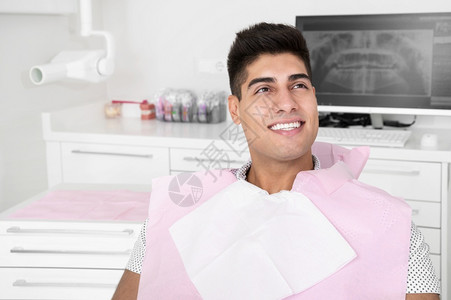 牙诊所里的男病人肖像图片