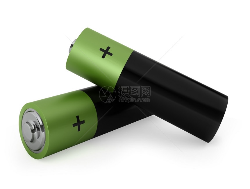 收费2个绿色电池组3d白制成力量极图片