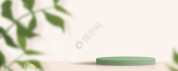 茶叶叶底目的抽象用于产品展示牌和包装工作室舞台的化装绿色背景最低值和高级讲台展示带有叶底3D插图设计阴影Named和包装演示播台内部的设计图片