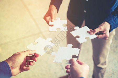 团队工作会议商业Jigsaw谜题解决方案共同概念嬉皮士统一合作图片