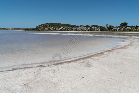 水西澳大利亚罗特内斯岛盐湖周围的风景情况观盐水图片