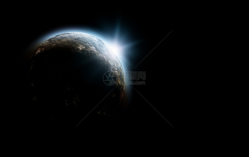 墙纸太阳升起的宇宙中3D行星黑暗的太阳图片