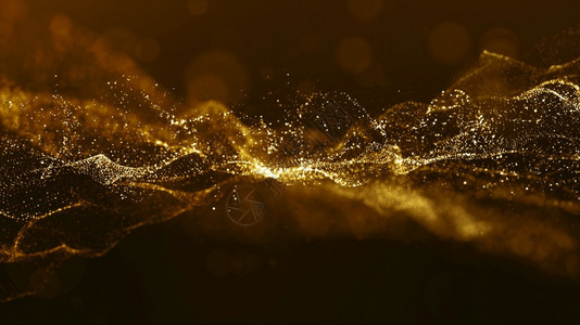 散焦技术波浪状的带有bokeh和光背景的抽象金色数字粒子波图片