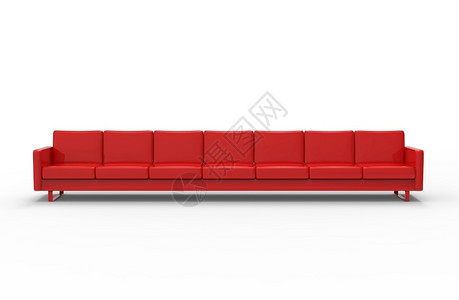 座位扶手椅时尚在白色背景上隔离的极长红色沙发3D背景图片