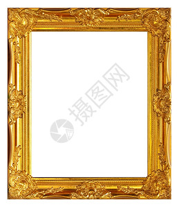 白色背景上的金框木头边界复古的图片