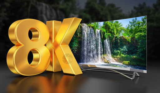 高清瀑布素材数字的格式超HD电视观看美丽的瀑布3D技术设计图片