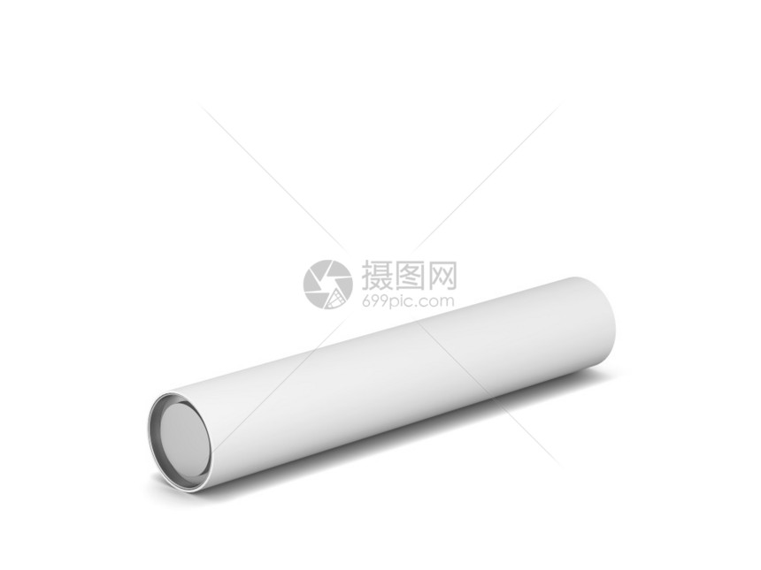 金属盒管子白色背景上孤立的空白管式包装模型3d插图图片