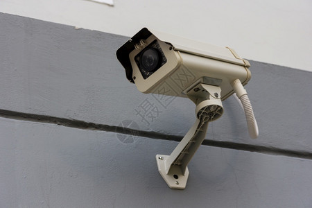 警卫大楼正前方的闭路电视安保摄像头隐私相机背景图片