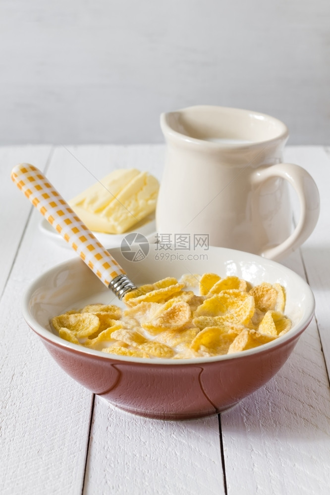 甜的吃早餐玉米薄片碗图片