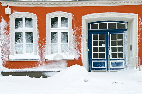 天气雪花寒冬暴风雨中甜蜜的家北图片