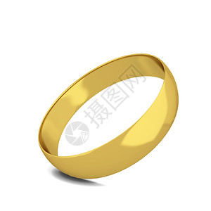 新娘礼物金婚戒指3D插图白色背景孤立于此金子设计图片