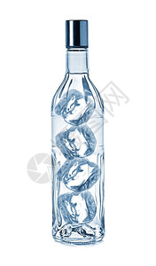 标签龙舌兰酒瓶伏特加和冰块杜松子酒设计图片