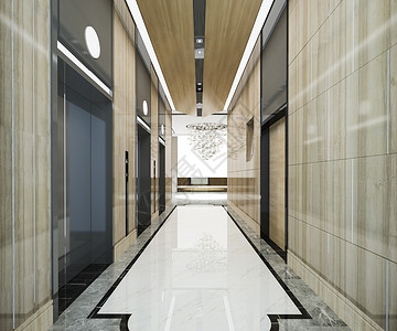 闪亮的3d在商业旅馆提供现代钢铁电梯大厅的豪华设计办公室墙图片