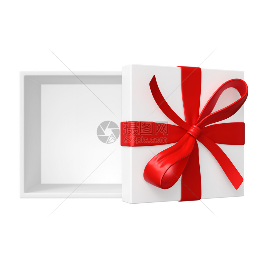 喜庆的在白色背景上孤立的礼品盒3d插图弓假期图片