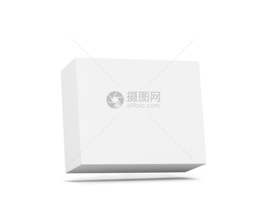 白色背景上孤立的空白纸板盒模拟3d插图覆盖正方形商业的图片