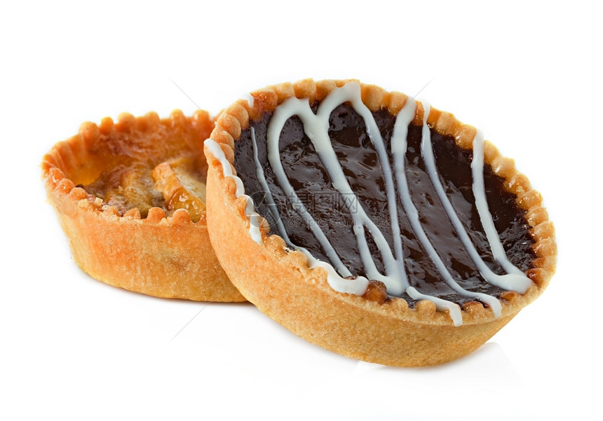 带苹果和巧克力的子白色背景孤立的薄饼美味棕色圆形图片