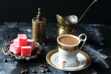 马克杯优质的文化土耳其咖啡和喜菜咖啡东方的高清图片素材