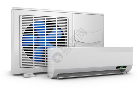 冷却器重建修理工吹白色背景的现代空调3D投影设计图片