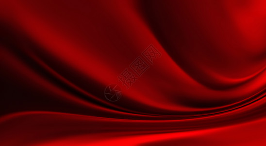 光滑的满红丝波色绸作为背景红色丝绸天图片