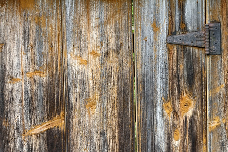 锁体结构体古董一扇纹质的旧木制门细节关上颜色背景