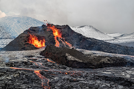 火山学地热红色的高清图片