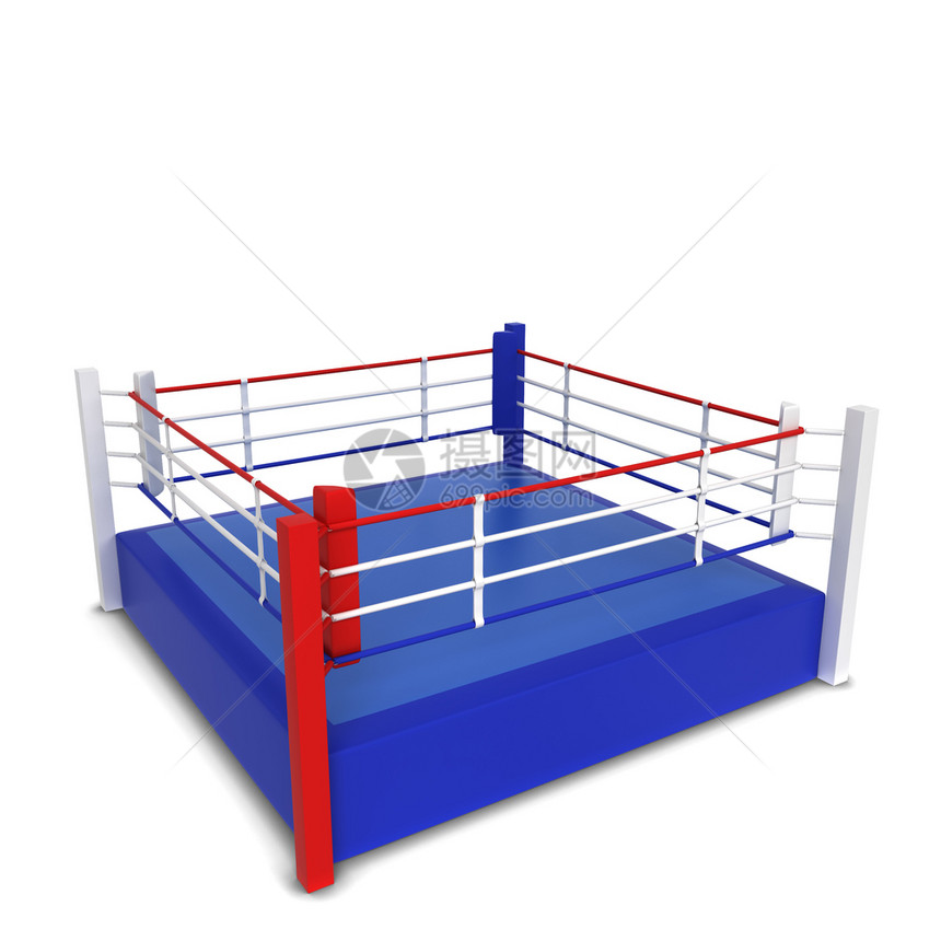 3D插图孤立在白色背景上拳击手竞技场白色的图片