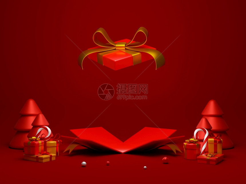 季节宣传册销售供产品广告使用的开放圣诞礼品盒3插图图片