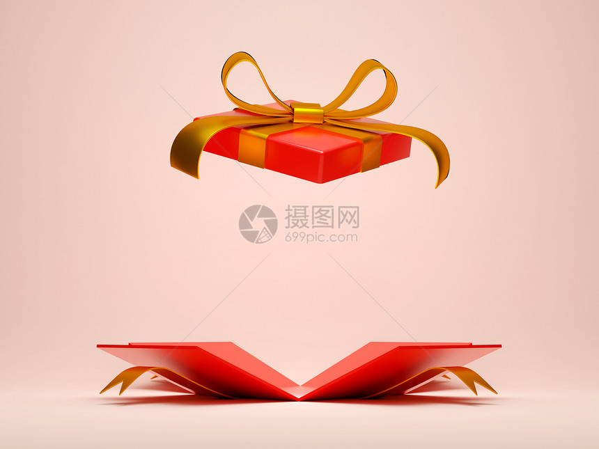 最小的鹿树供产品广告使用的开放圣诞礼品盒3插图图片