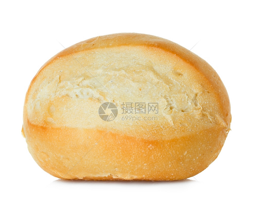 小吃早餐卷白色背景上孤立的面包图片