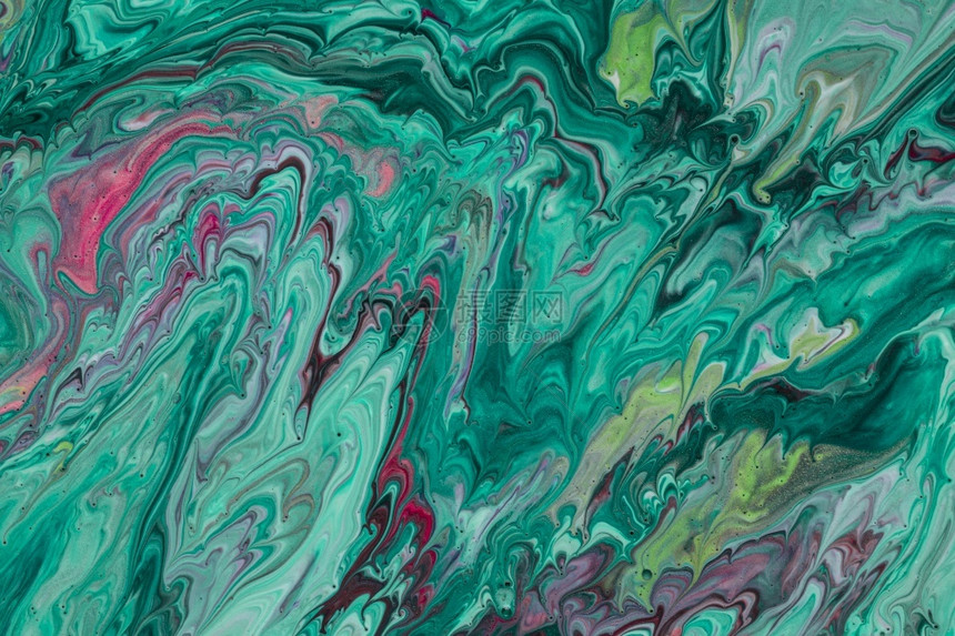 绿色丙烯菊当代艺术美丽的液体图片