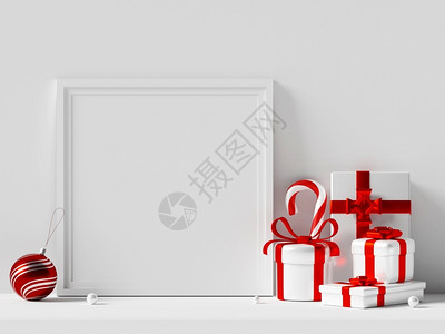 礼物用圣诞装饰品模拟框架3插图派对红色的图片