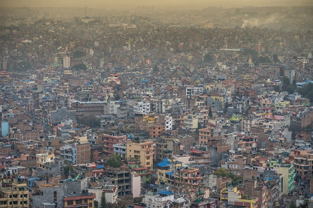 亚洲人景观环境尼泊尔加德满都市的空中景象图片