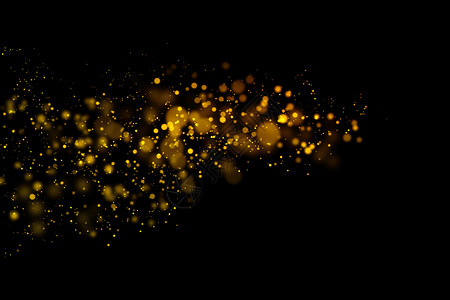 产品奢华金色闪光和抽象烁在黑暗背景上闪发光的亮粉尘颗粒宇宙的图片
