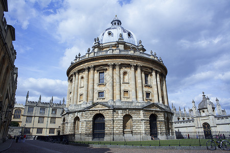 牛津大学博德利安图书馆全景图背景图片