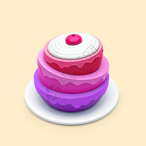 庆典祝生日蛋糕在橙色背景上孤立的生日蛋糕3D插图生日蛋糕纸杯背景图片