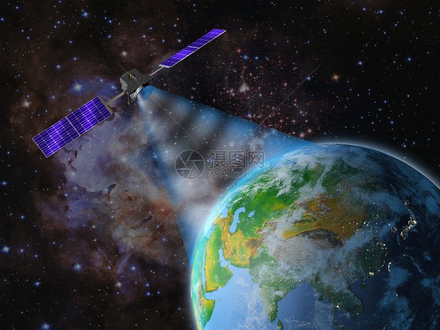 插图卫星向地球发送信号3D图像的元件由美国航天局提供太空人宇宙图片