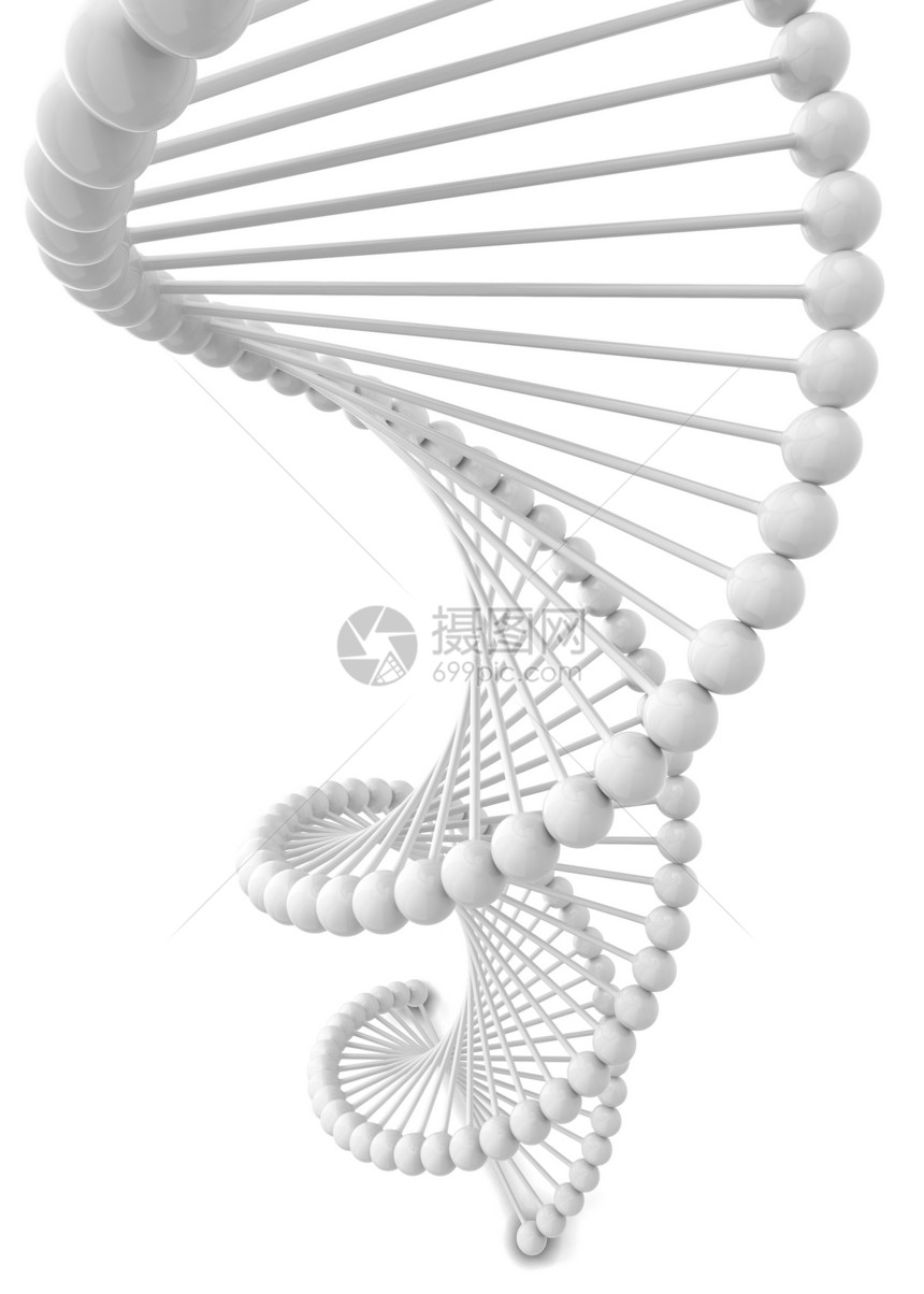 Dna螺旋3d插图在白色背景上孤立分子研究技术图片