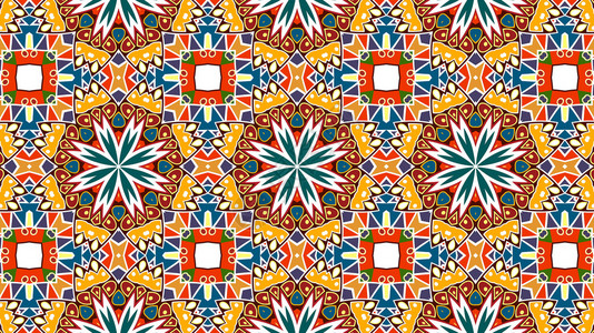 圆圈花纹文化阿拉伯传统的具有摩洛哥传统模式的多色瓷砖摩萨尼刻画用于设计和背景的彩色装饰品背景