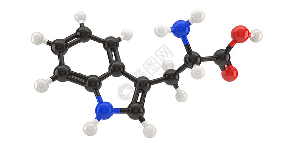 色氨酸Tryptophan分子结构3d插图带有剪切路径象征公式补充设计图片