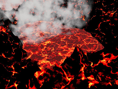 爆发靠近活火山和小烟雾的心脏中央处火山学黑暗的图片