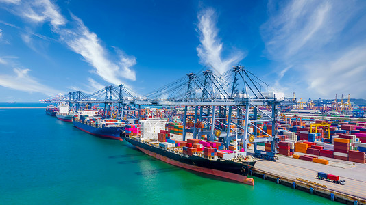技术海洋蓝色的全球运输货物和流业务进出口海港码头集装箱船全球商业集装箱货船运公司船背景图片