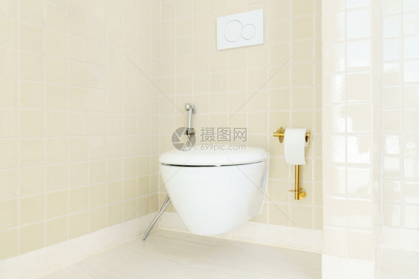 卫生间水暖纸配有瓷砖设计的厕所室内壁挂式图片