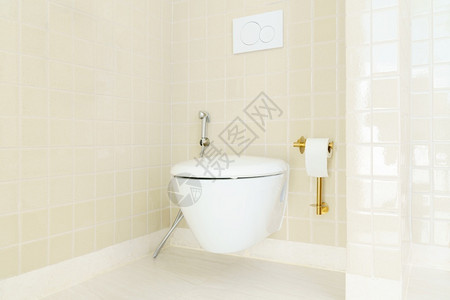 卫生间水暖纸配有瓷砖设计的厕所室内壁挂式图片