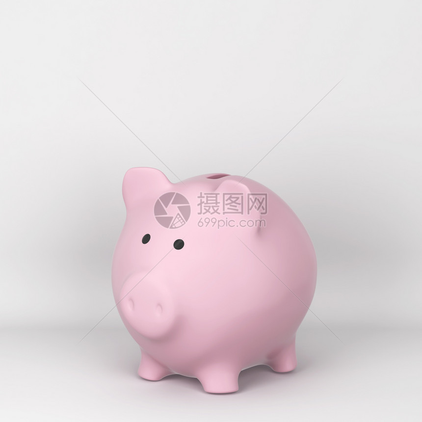 硬币为在灰色背景上存钱3D插图的陶瓷小猪银行支付为了图片